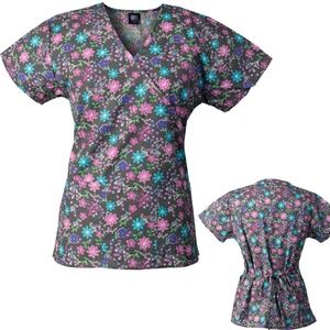 Medgear Black Flora Dora Scrub Top